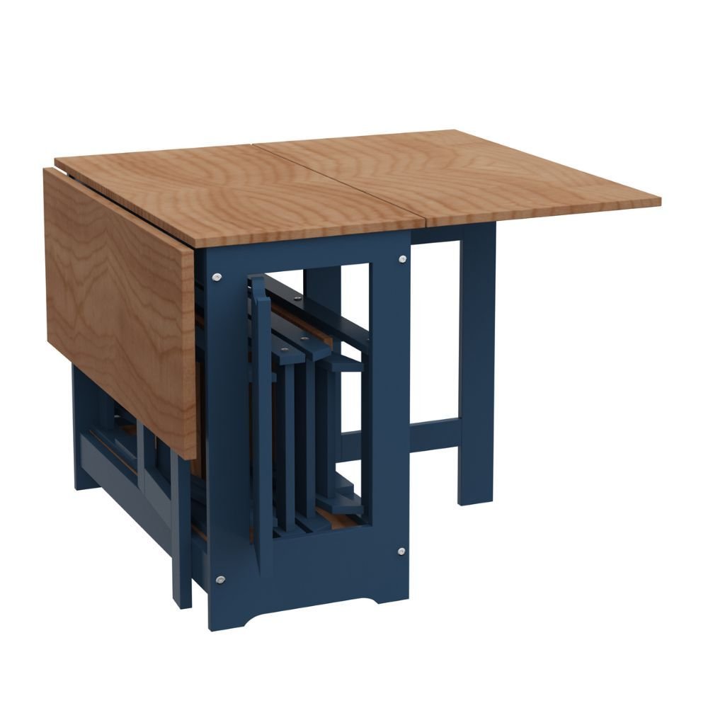 Conjunto Mesa Dobrável + 4 Cadeiras Butterfly Azul - Estilo