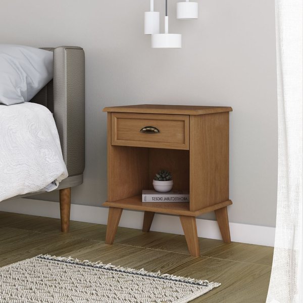 Mesa de Cabeceira Gaveta Nicho Madeira Veneza Amêndoa