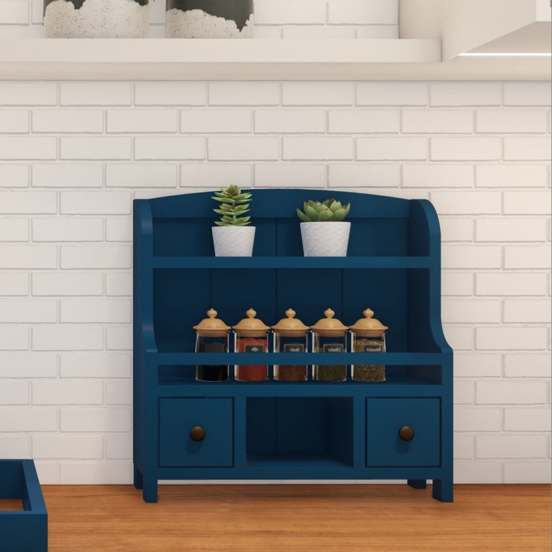Prateleira de Bancada Madeira Multiuso Sevilha Azul - Estilo