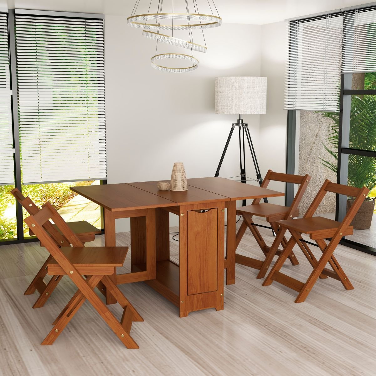 Conjunto Mesa Dobrável + 4 Cadeiras Butterfly Amêndoa - Esti